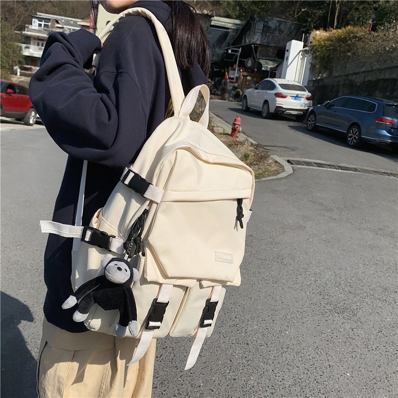 リュックサック ぬいぐるみ付きバックル装飾通学リュックサック