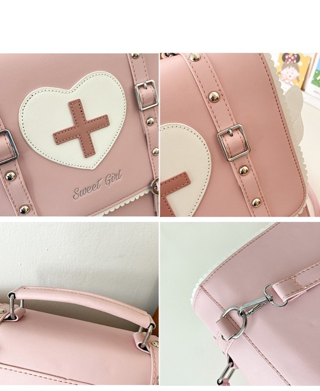 レディースリュック 可愛いハート十字柄三通り普段使いリュック