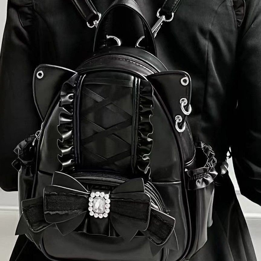 レディースリュック 普段使い リボン装飾 編み上げリュックサック