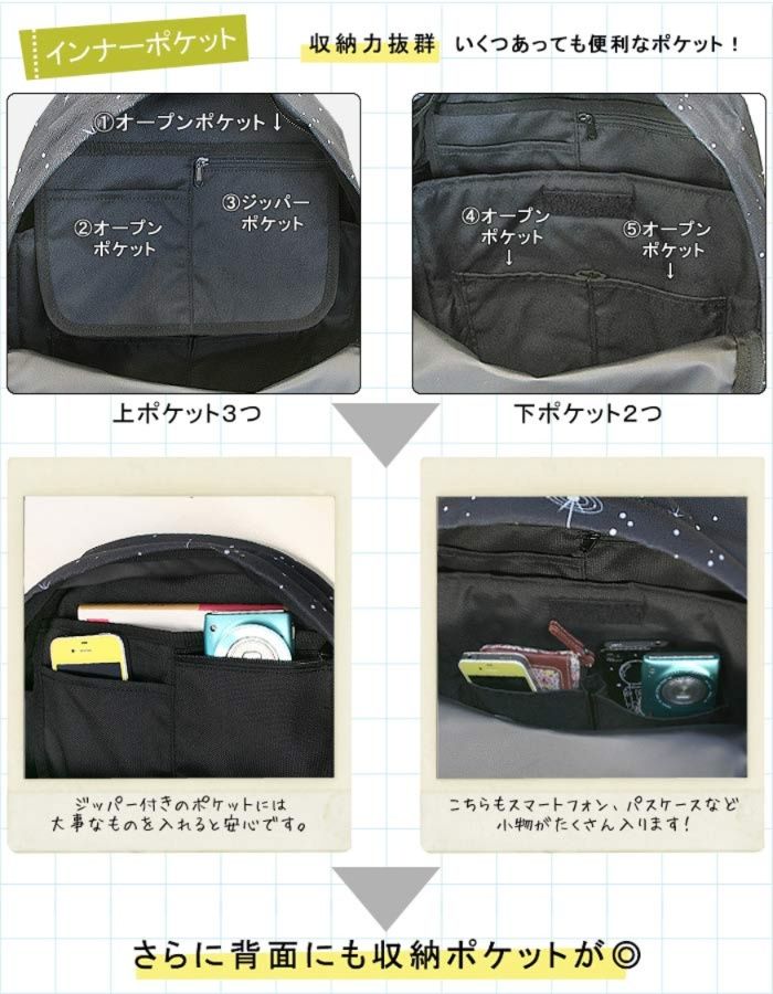 レディースリュック 宇宙柄デイパック