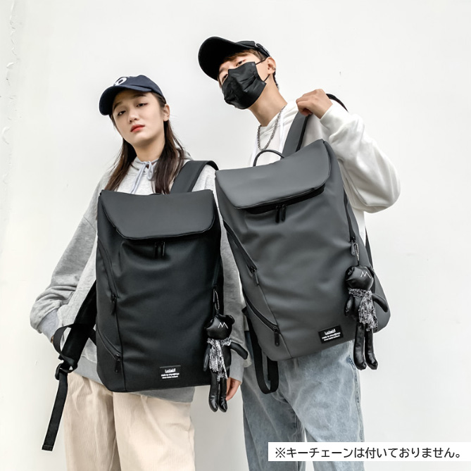 レディースリュック 普段使い大容量撥水加工男女兼用黒色背負い鞄