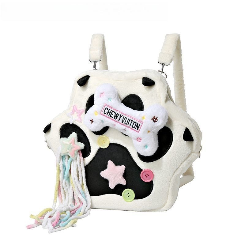 牛柄ぬいぐるみリュック 普段使い起毛レディースバッグ