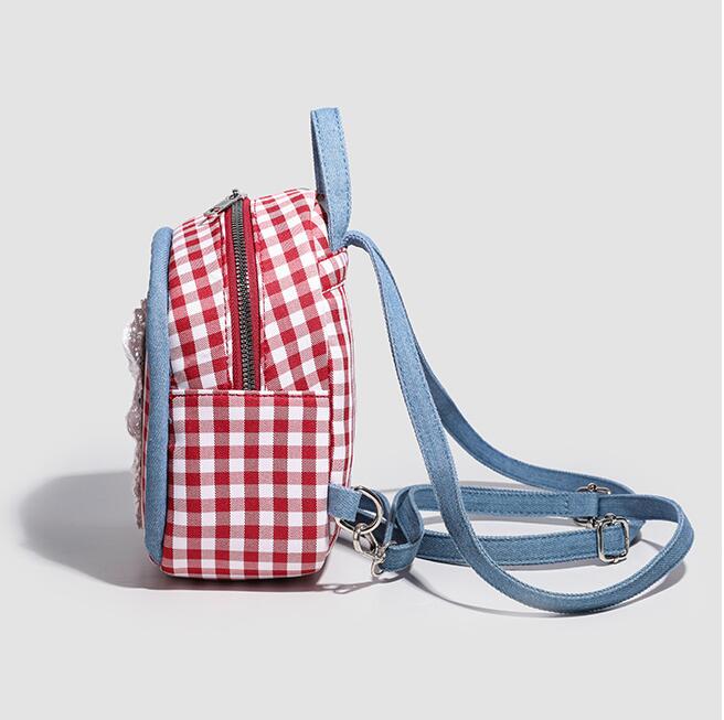 レディースリュック 普段使い かわいいギンガムチェック柄リュック