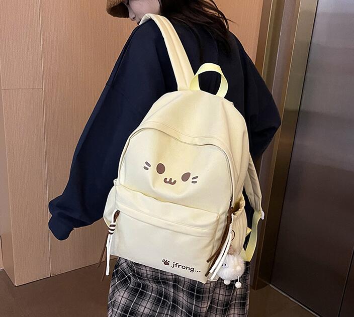 レディースリュック かわいい猫顔刺繍レディース普段使いリュック5色