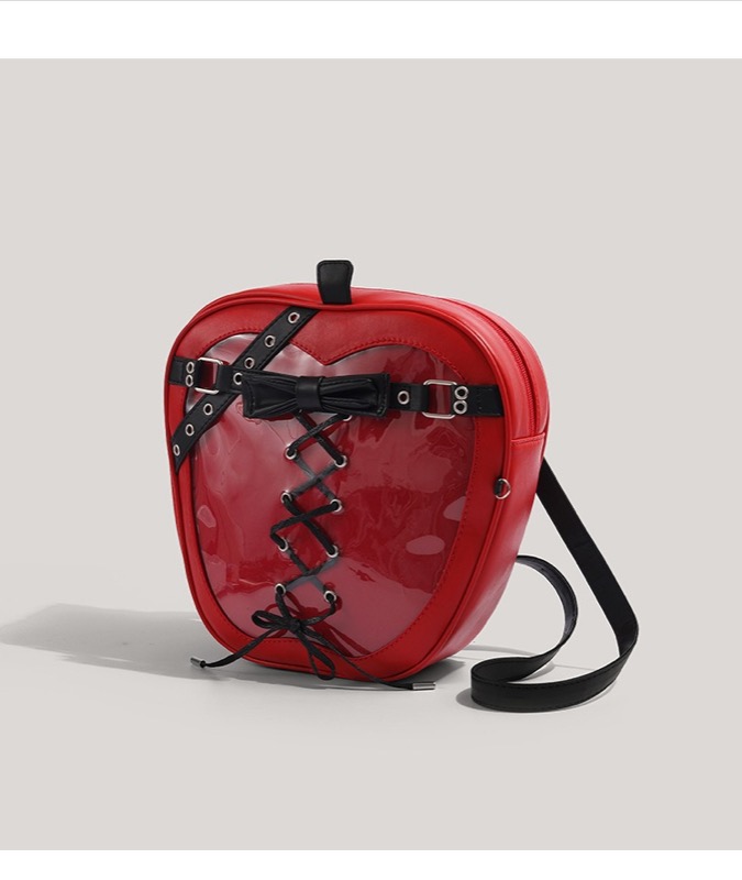 レディースリュック 透明ハート型リュック 編み上げデザイン 普段使い