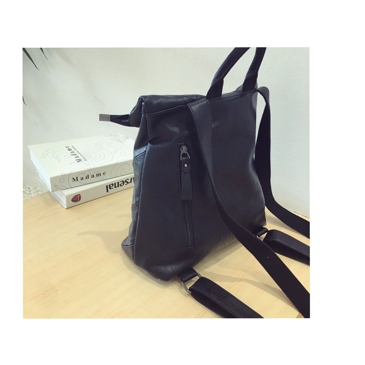 レディースリュック 普段使い対応 本革リュック 幾何学模様 黒色