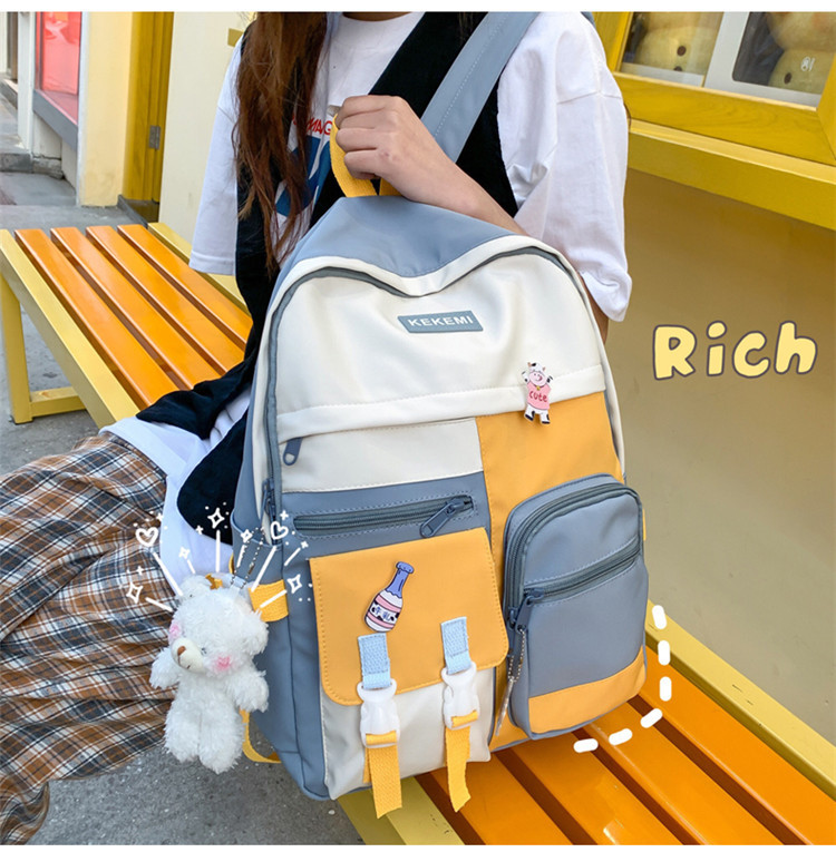 普段使いレディースリュックサック可愛いカラー配色大容量