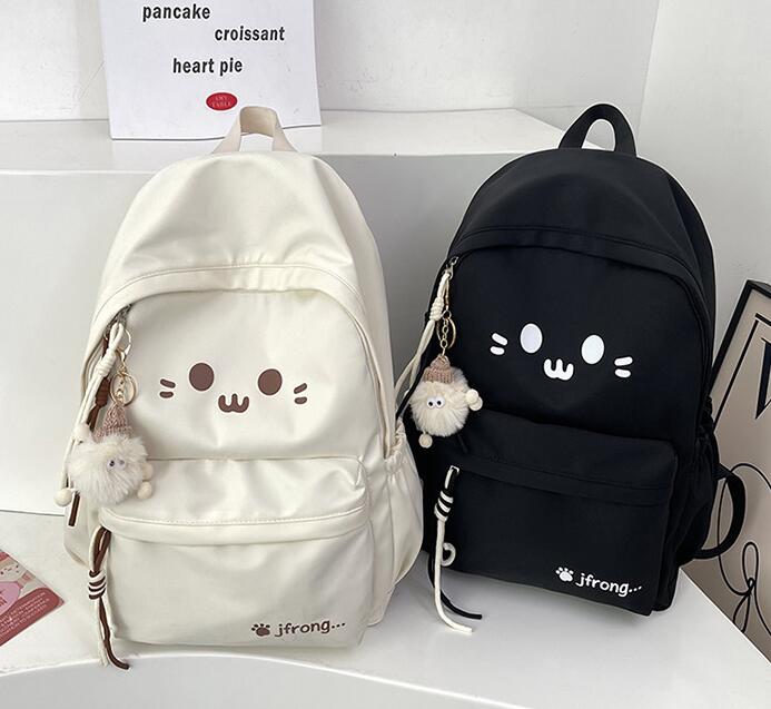 レディースリュック かわいい猫顔刺繍レディース普段使いリュック5色