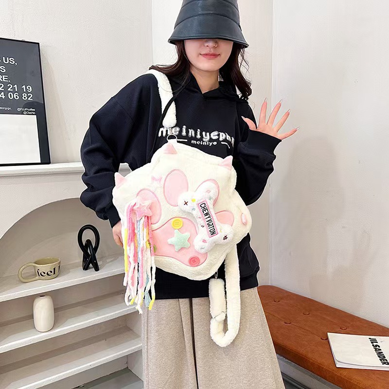 牛柄ぬいぐるみリュック 普段使い起毛レディースバッグ