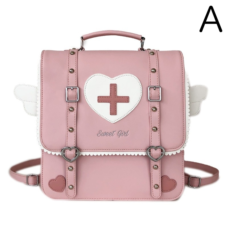 レディースリュック 可愛いハート十字柄三通り普段使いリュック