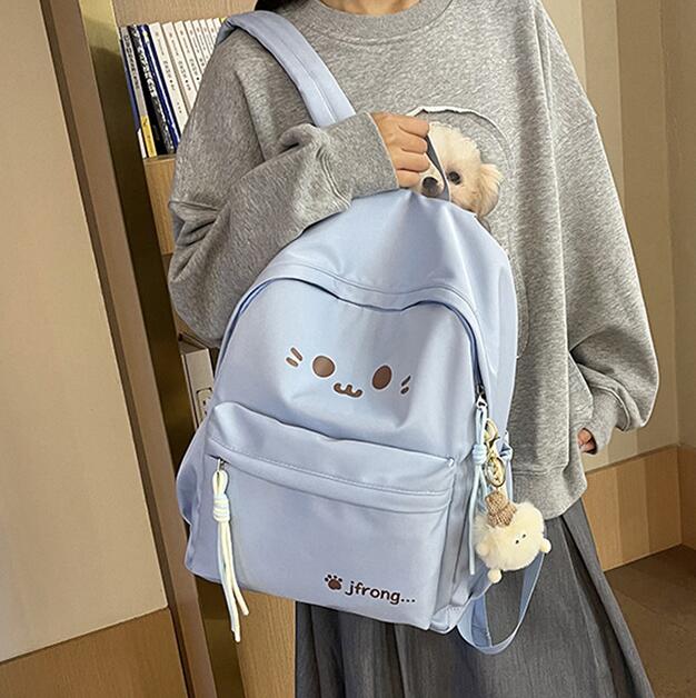 レディースリュック かわいい猫顔刺繍レディース普段使いリュック5色