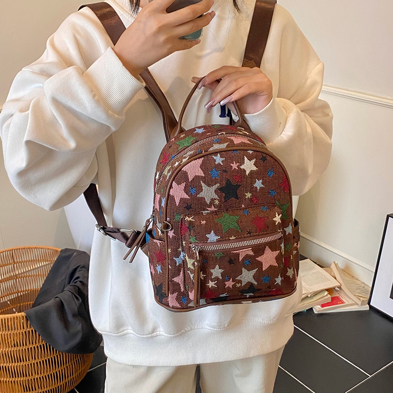 星柄レディースリュック 普段使いミニバックパック