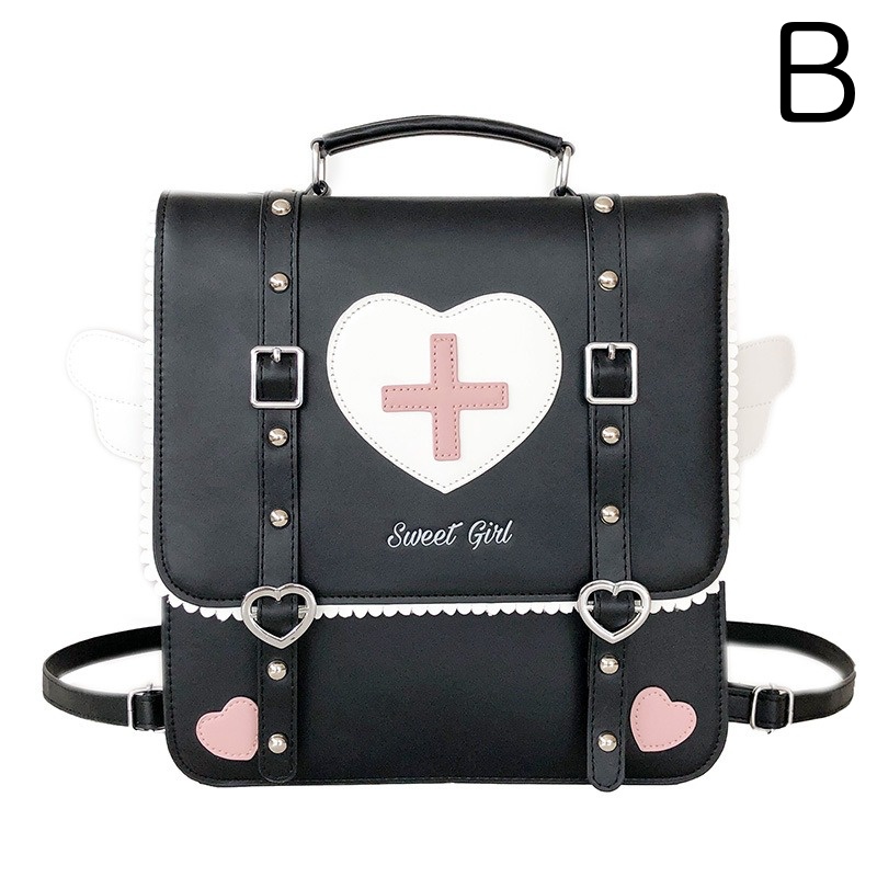 レディースリュック 可愛いハート十字柄三通り普段使いリュック