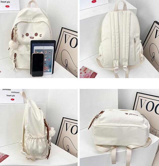 レディースリュック かわいい猫顔刺繍レディース普段使いリュック5色