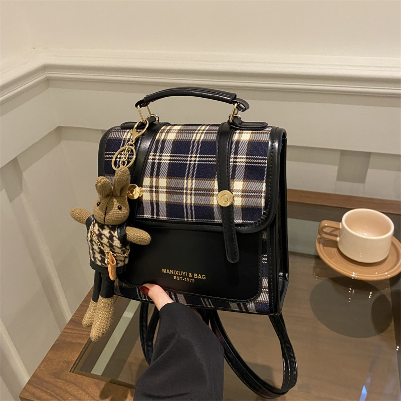 チェック柄フラップレディースリュック小型2wayバッグ