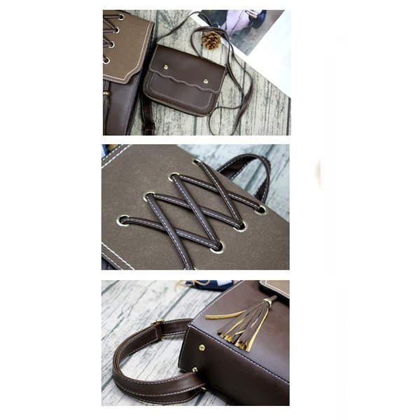 レディースリュック 普段使い革製 編み上げ風リュック