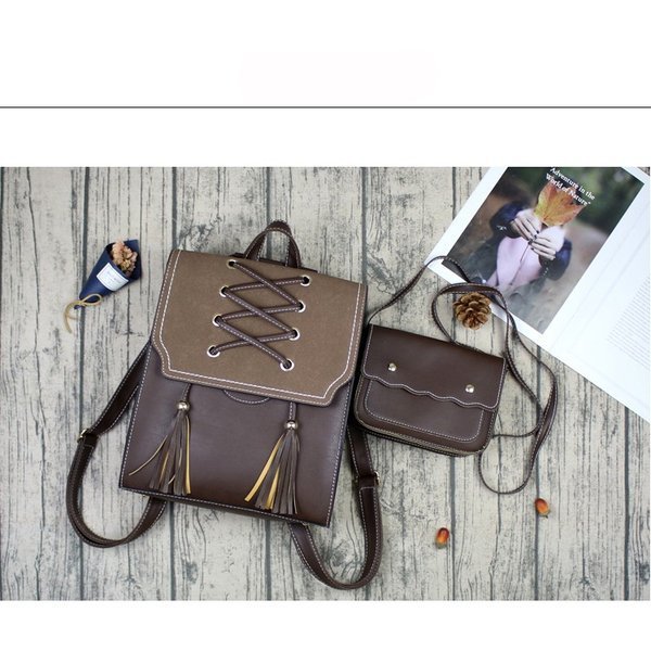 レディースリュック 普段使い革製 編み上げ風リュック
