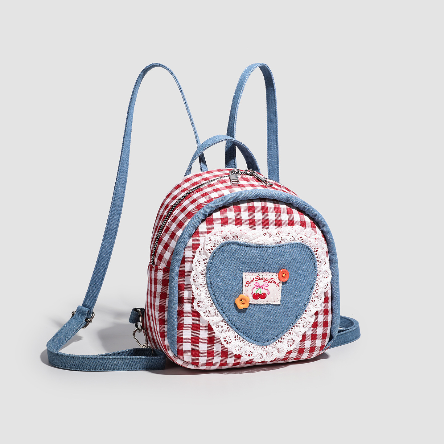 レディースリュック 普段使い かわいいギンガムチェック柄リュック