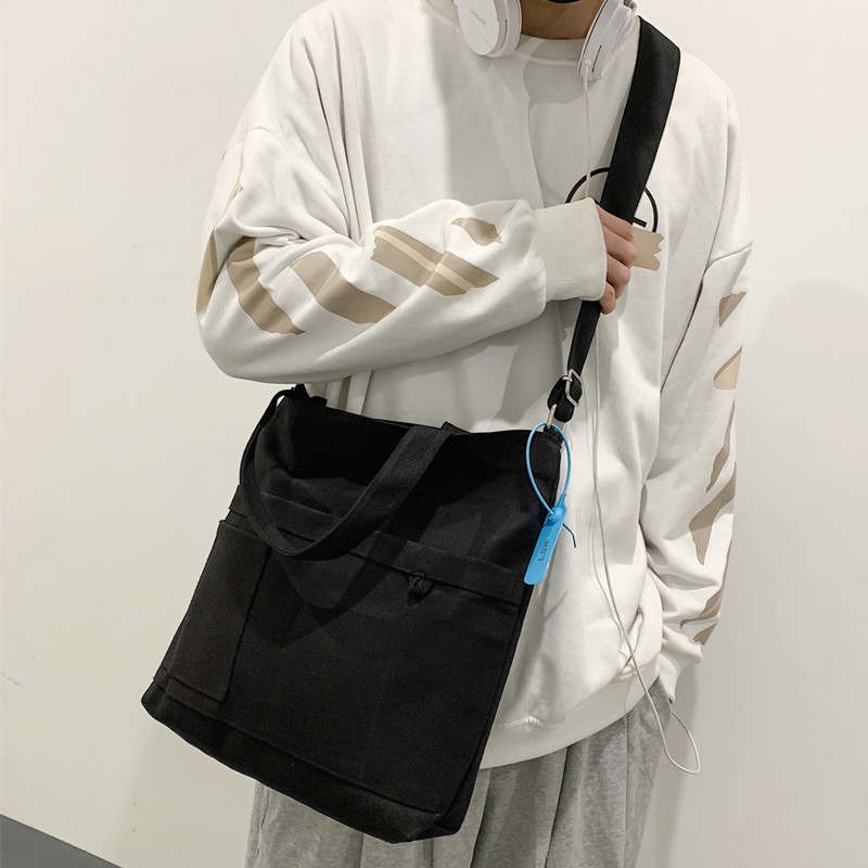 サコッシュ 多機能ポケット付き帆布サコッシュバッグ