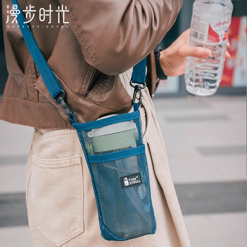 サコッシュ メッシュ素材 斜め掛け保温ボトルホルダー