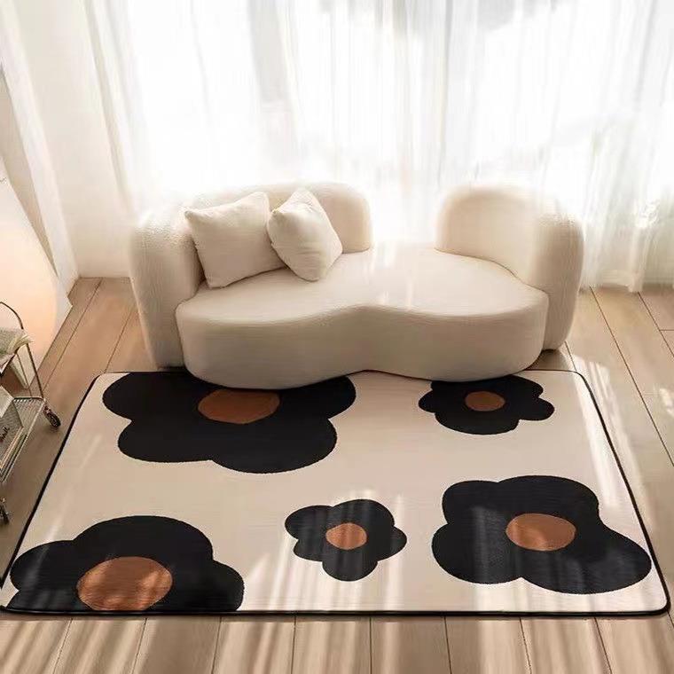 絨毯 北欧風大輪花柄デザイン　リビングラグ