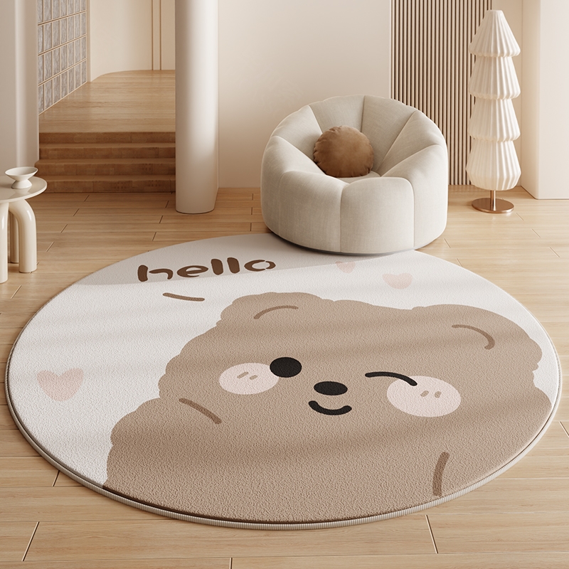 絨毯 かわいい動物柄の円形絨毯