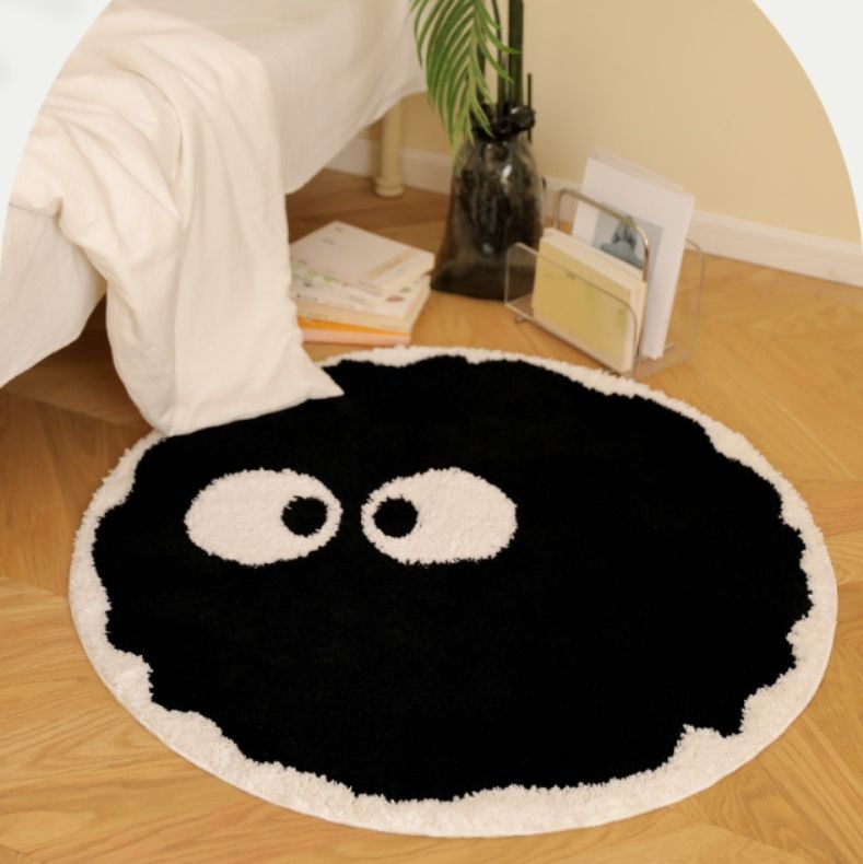 絨毯 ペンギンフェイス星柄円形ラグ