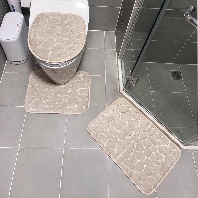 天然石調デザイン トイレマットセット