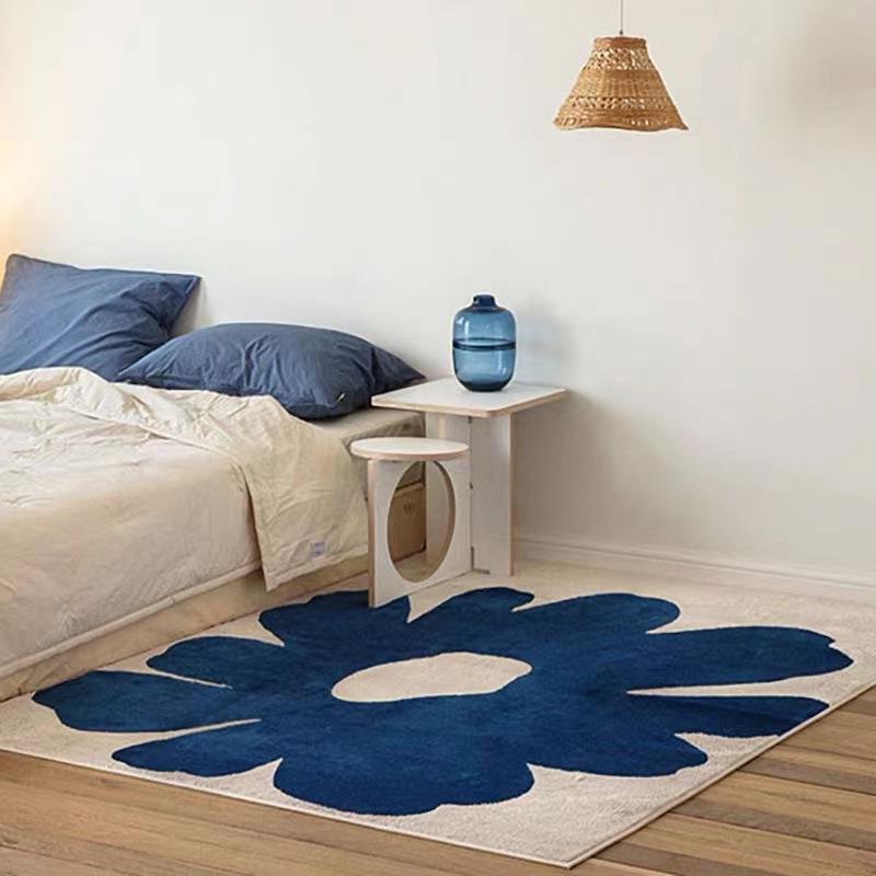 絨毯 北欧風大輪花柄デザイン　リビングラグ