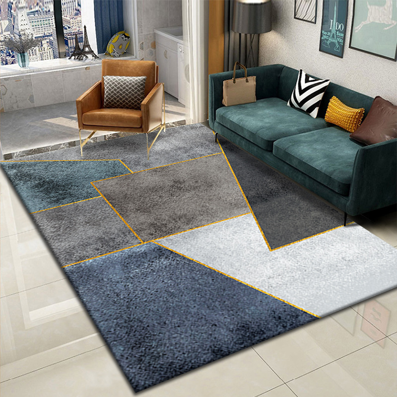 絨毯 幾何学模様ブロック柄モダン　リビングラグ