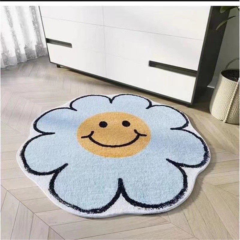 絨毯　花柄洗えるラグ ふわふわ絨毯 滑り止め付き玄関マット