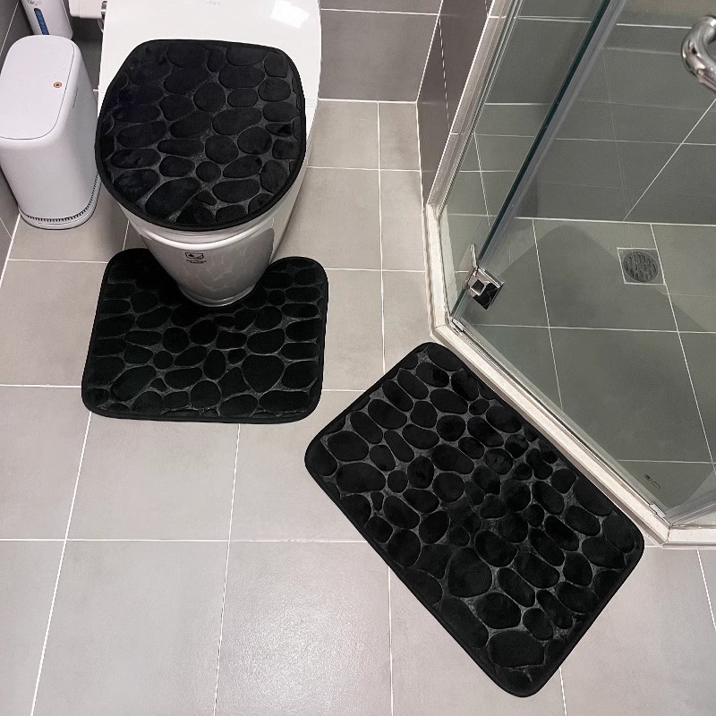 天然石調デザイン トイレマットセット