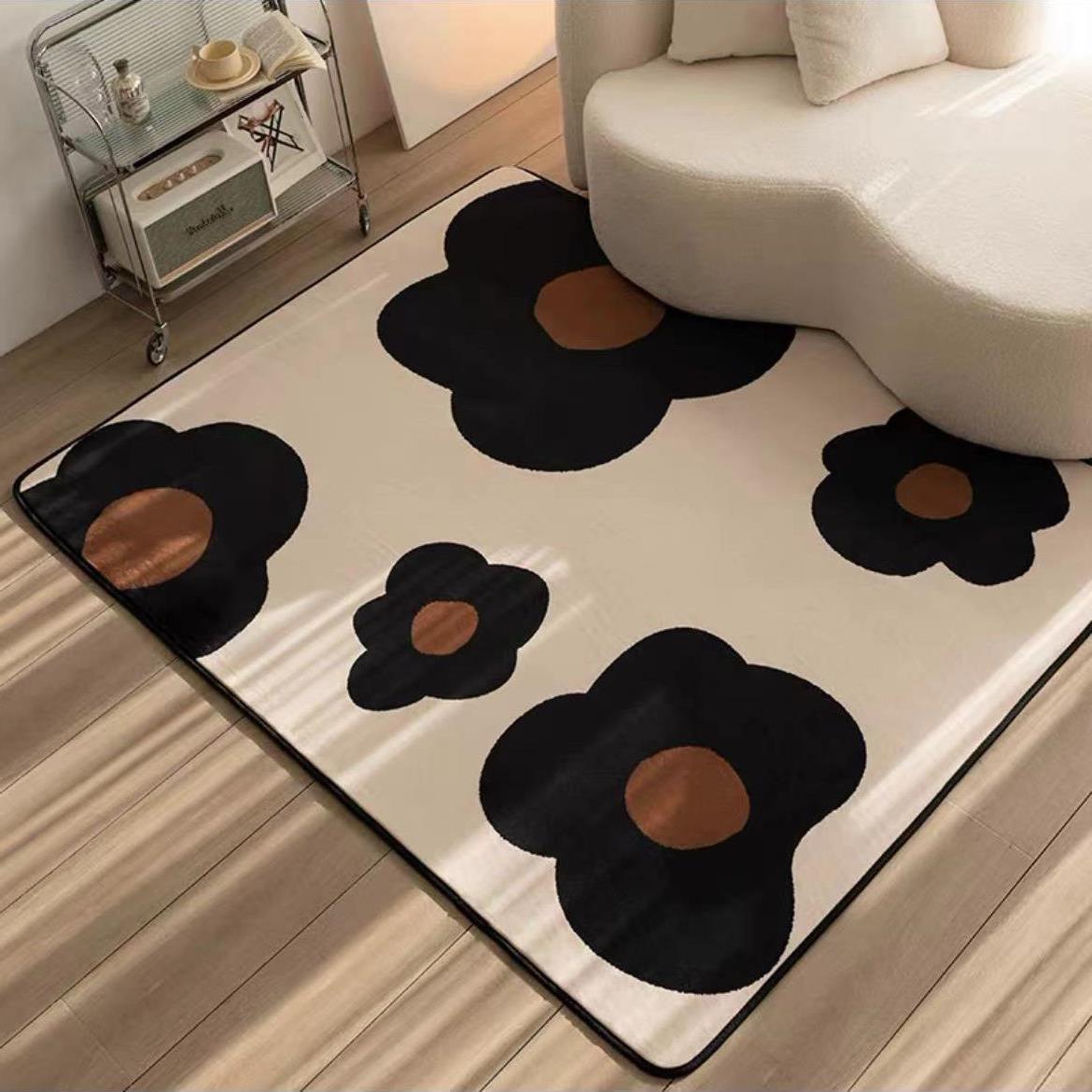 絨毯 北欧風大輪花柄デザイン　リビングラグ