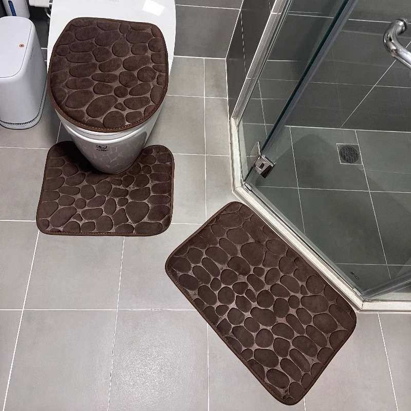 天然石調デザイン トイレマットセット