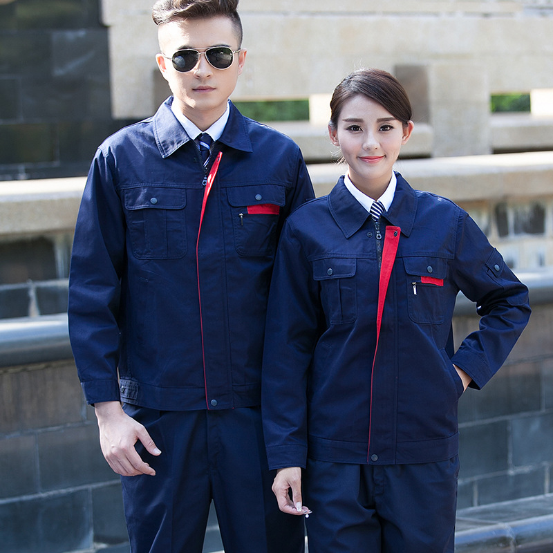 作業着 多機能ポケット付き配色切替防寒作業上下セット