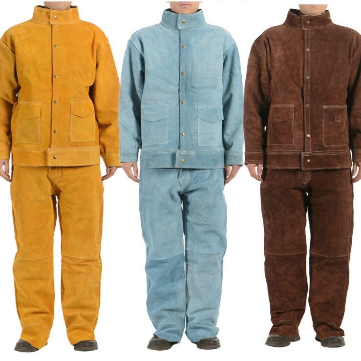 作業着 本革牛床革背当て付き溶接専用防護服セット