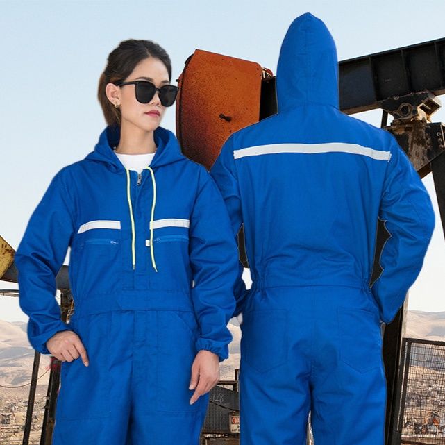 作業着 プロフェッショナル反射帯付き長袖つなぎ作業服