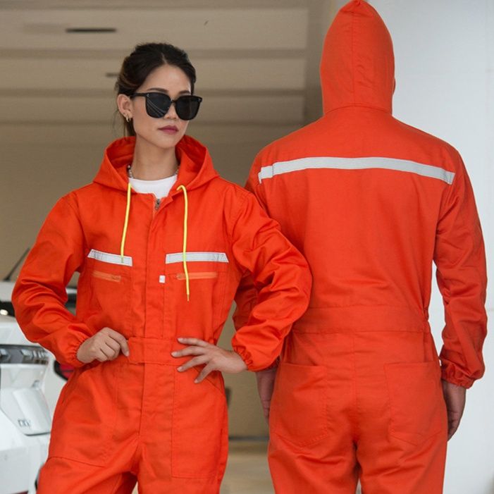 作業着 プロフェッショナル反射帯付き長袖つなぎ作業服