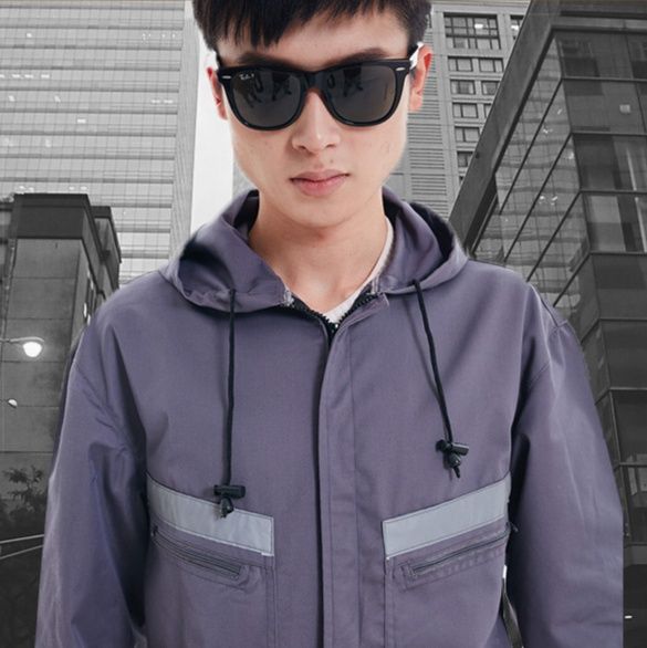 作業着 反射材付き長袖作業つなぎ服