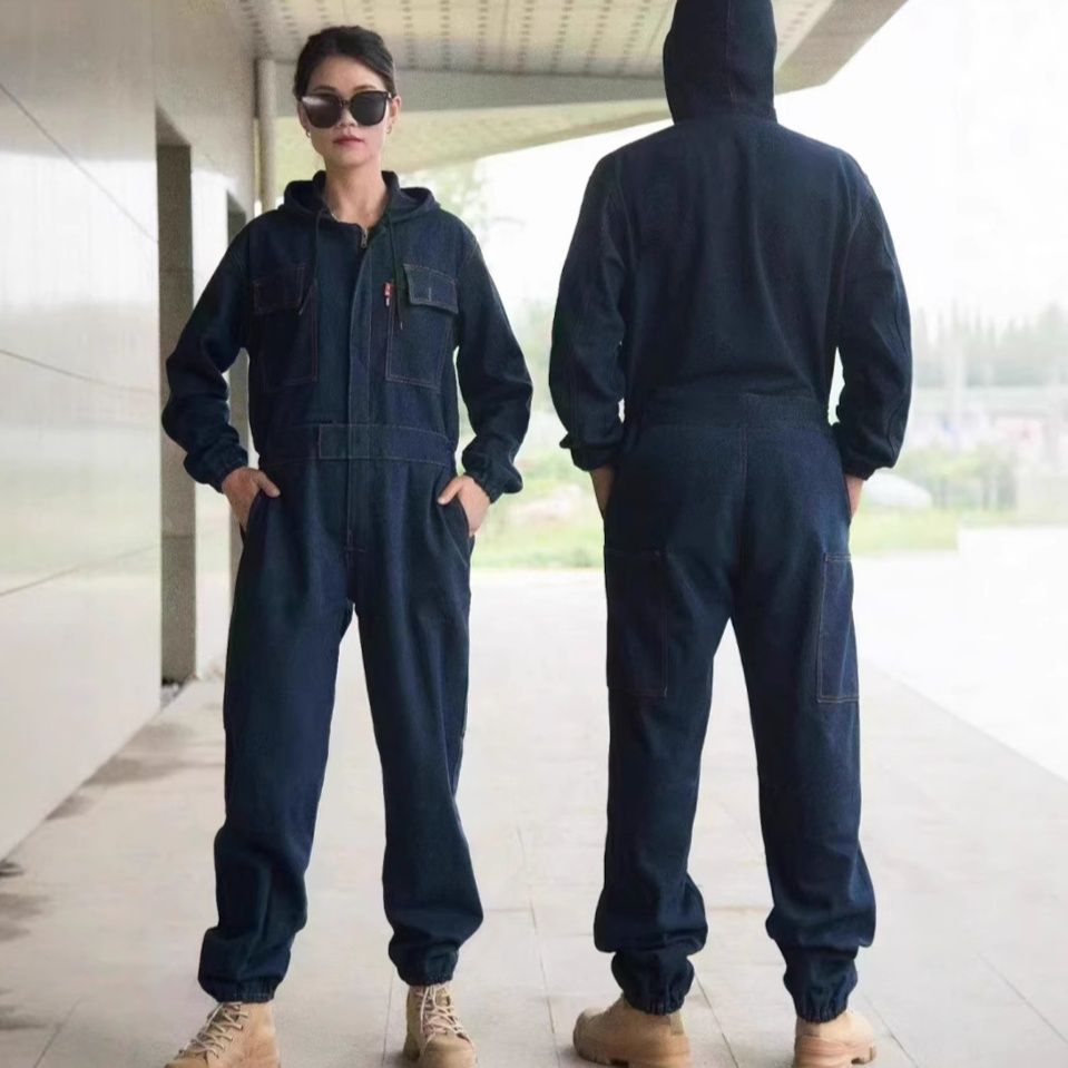 作業着 多機能ポケット付き連身型作業着