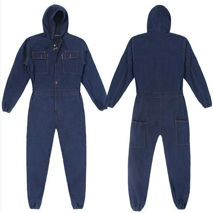 作業着 多機能ポケット付き連身型作業着