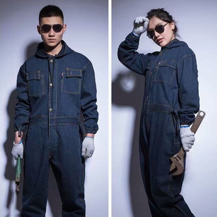 作業着 多機能ポケット付き連身型作業着