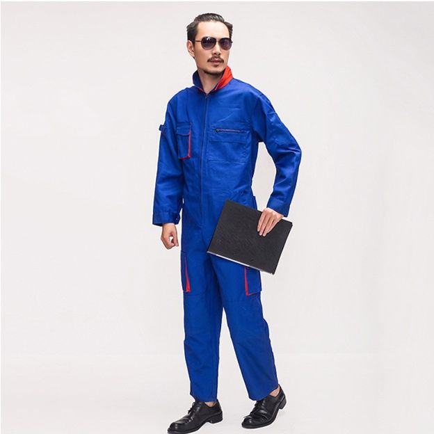 作業着 配色パイピング長袖ツナギ作業服