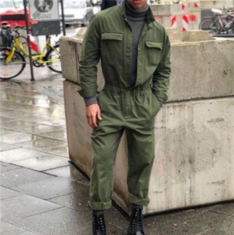 作業着 多機能ポケット付き長袖作業用ツナギ