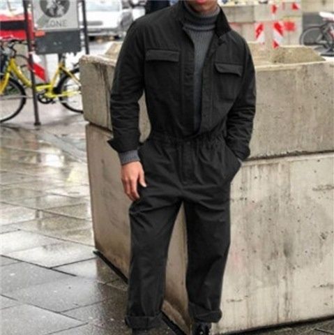 作業着 多機能ポケット付き長袖作業用ツナギ