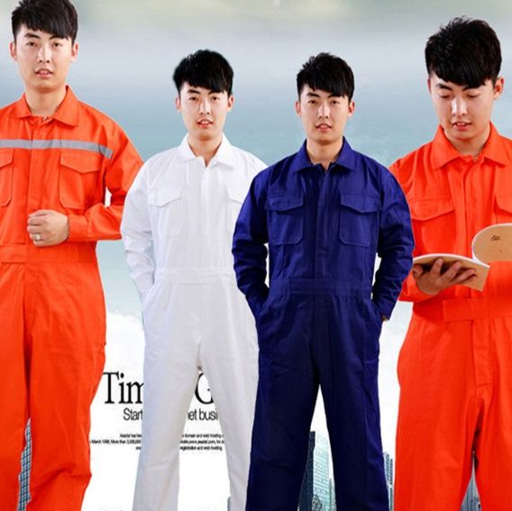 作業着 高視認性反射テープ付き長袖作業用ツナギ