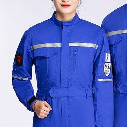 作業着 反射テープ付き多機能ポケット長袖ツナギ