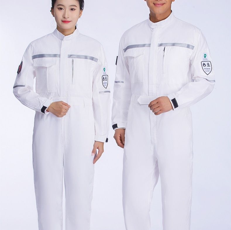 作業着 反射テープ付き多機能ポケット長袖ツナギ