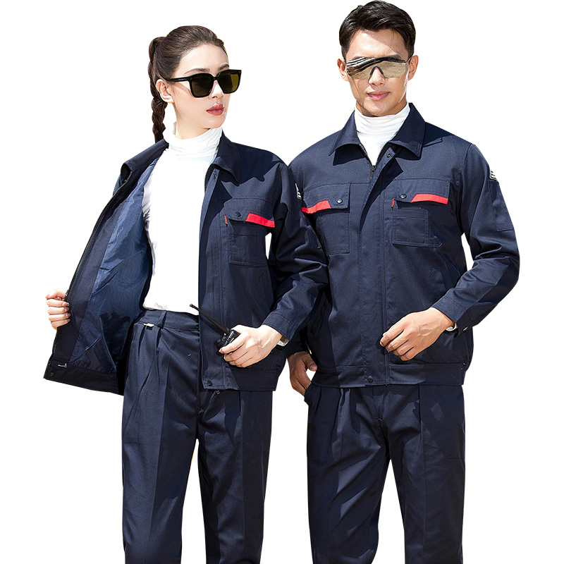 作業着 多機能ポケット付き長袖作業用上下セット