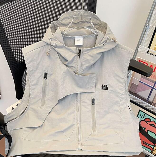 夏用ノースリーブパーカーベスト作業着アウター